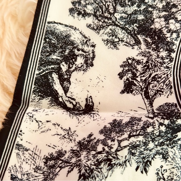 Navy and Cream Toile Print Dickey Collar with Bow Tie Closure - Picture 12 of 13